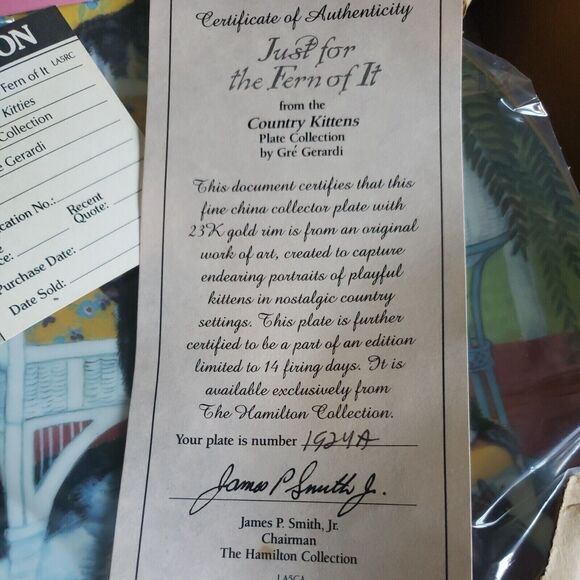 The Hamilton Collection Country Kitties By Gre Gerardi Just For The Fern Of It - Picture 6 of 7